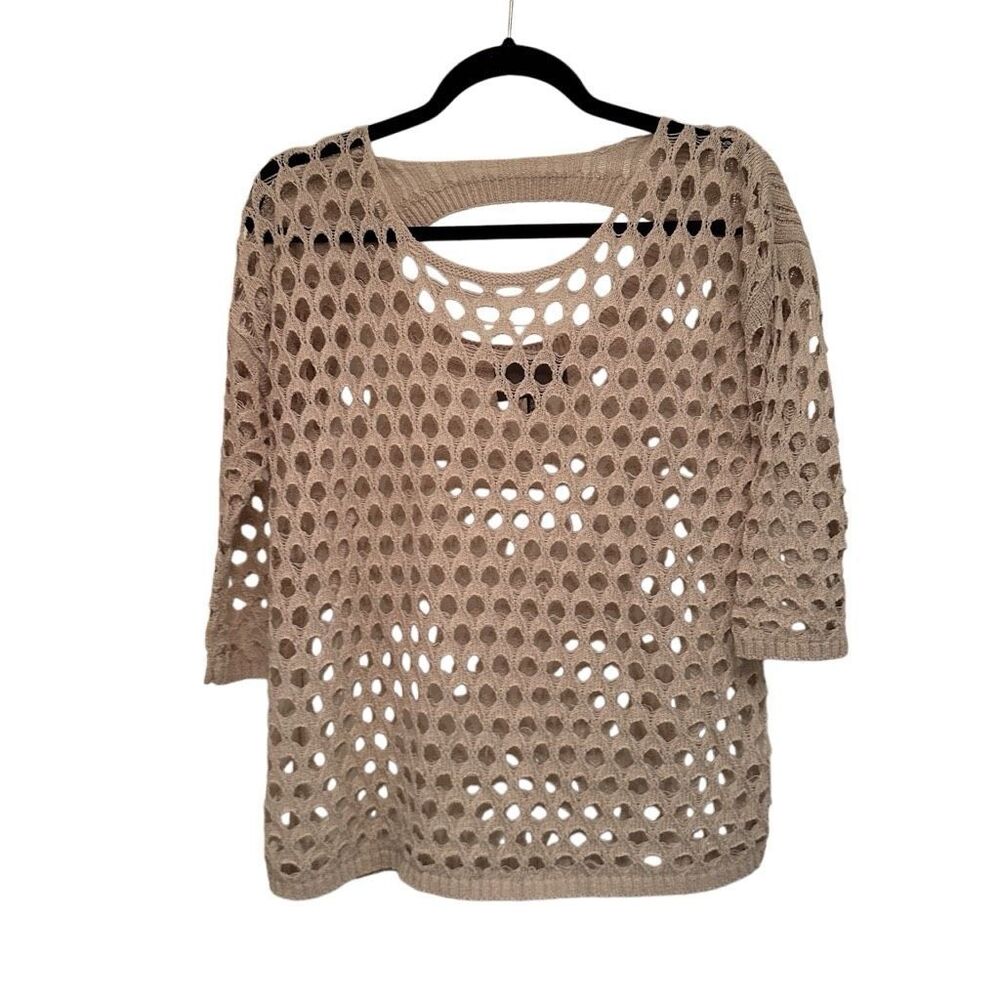 Heartloom tan open knit sweater- size xs